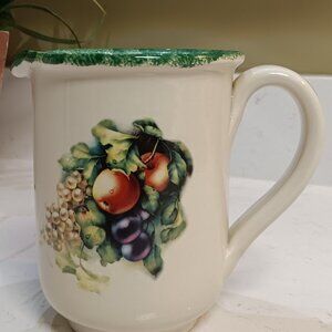 Vintage Stoneware Pitcher with Assorted Fruit Decoration